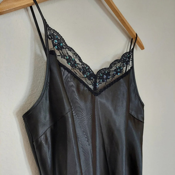 Vintage Ice Slip Dress Black Size 4 - Picture 3 of 8